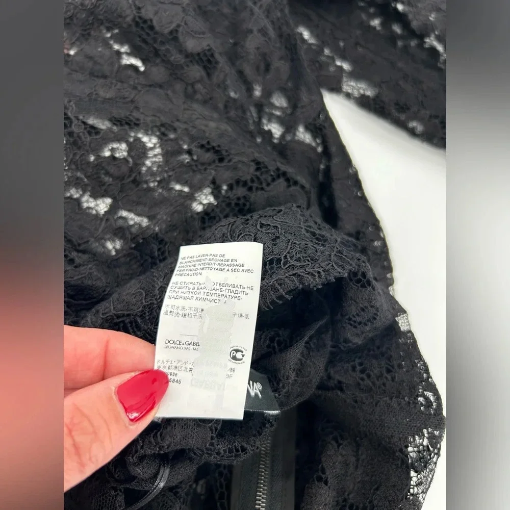 NWT Dolce & Gabbana L/s Lace Blouse Shirt with Rhinestone SIZE IT40 US SMALL - Picture 10 of 14